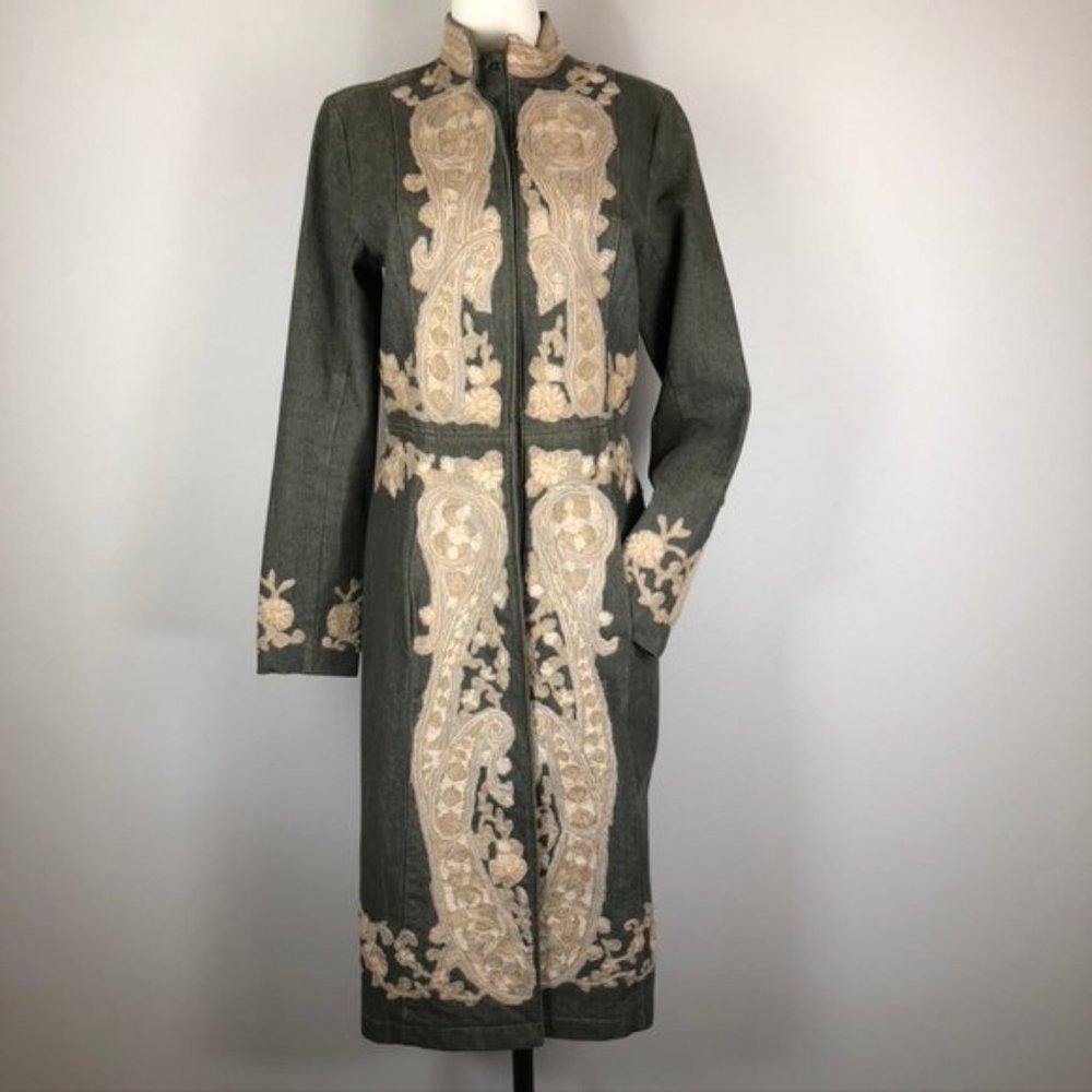 Tracy Reese Embroidered Denim Coat 6